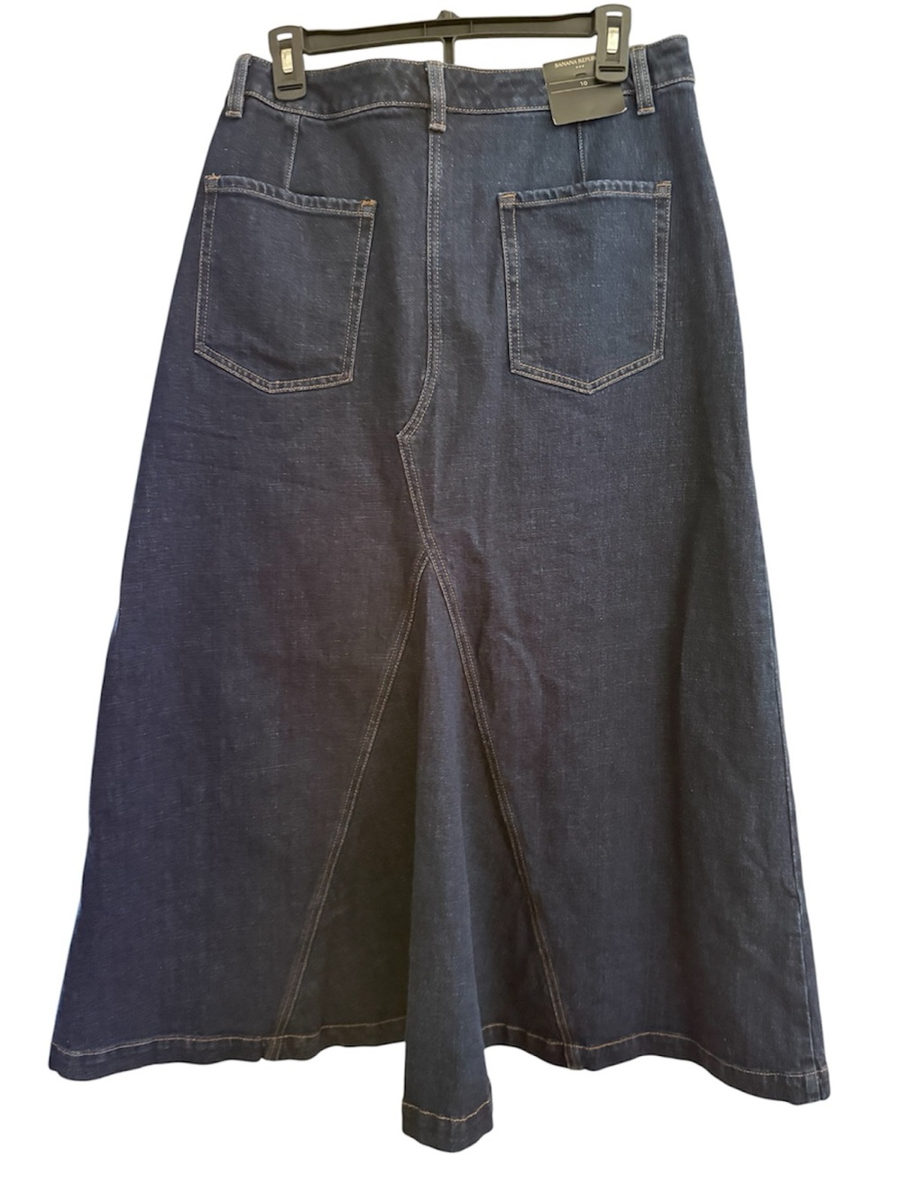 NWT! Banana Republic Maxi Split Skirt (dark wash) Sz 10 w/center front split. - Picture 5 of 12